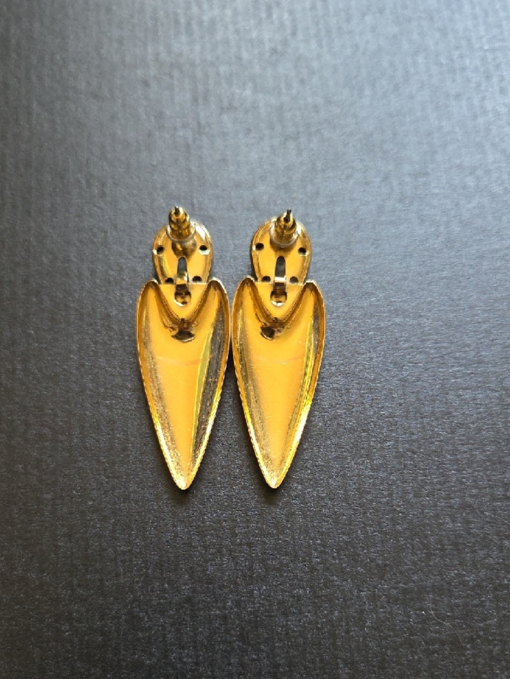 Vintage Gold-Tone Sculptural Drop Dangle Earrings - Picture 2 of 6